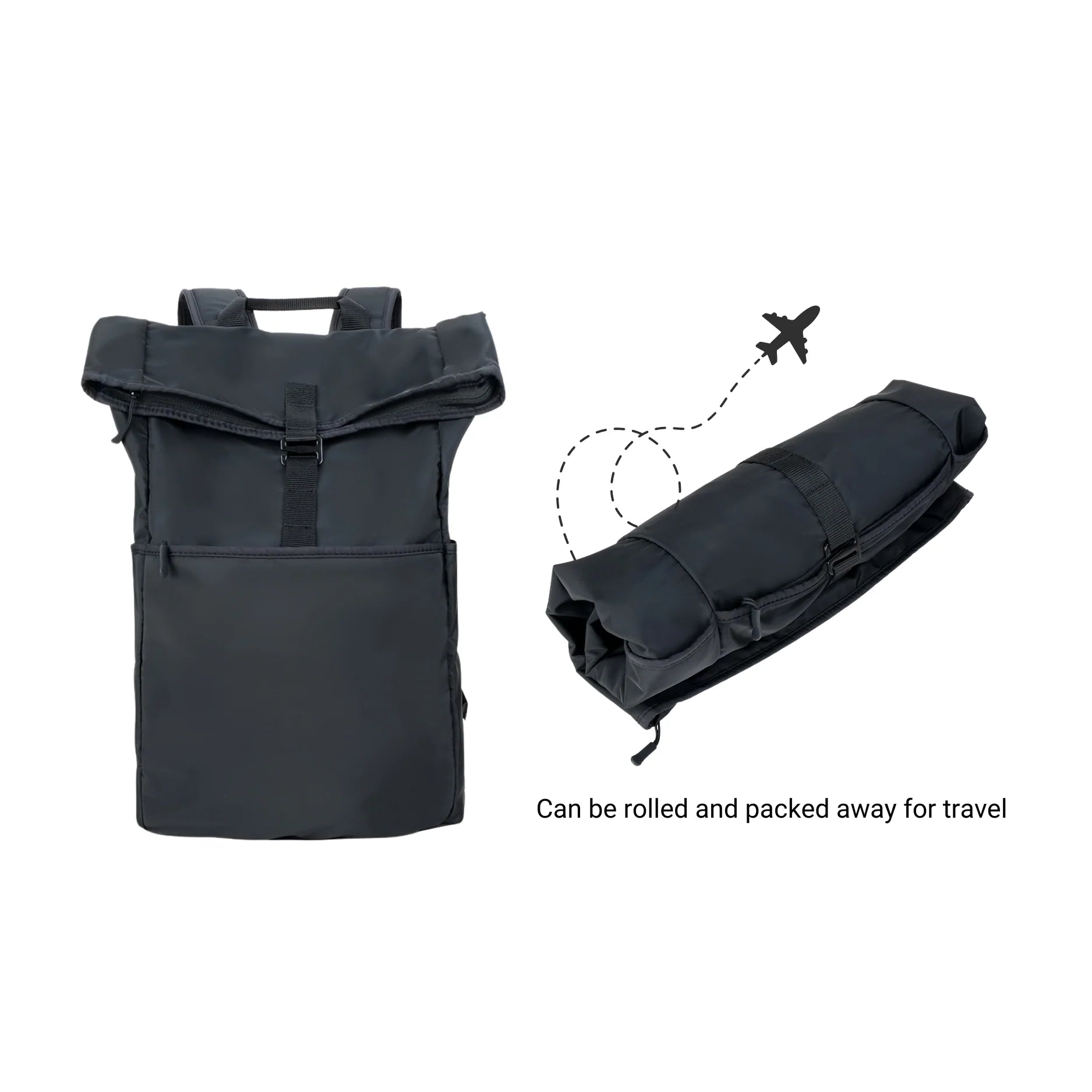 AGVA 14.1" Rollable Travel Laptop Backpack - Black