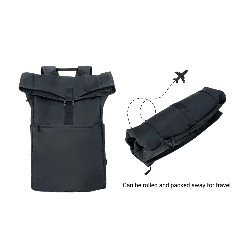 AGVA 14.1" Rollable Travel Laptop Backpack - Black