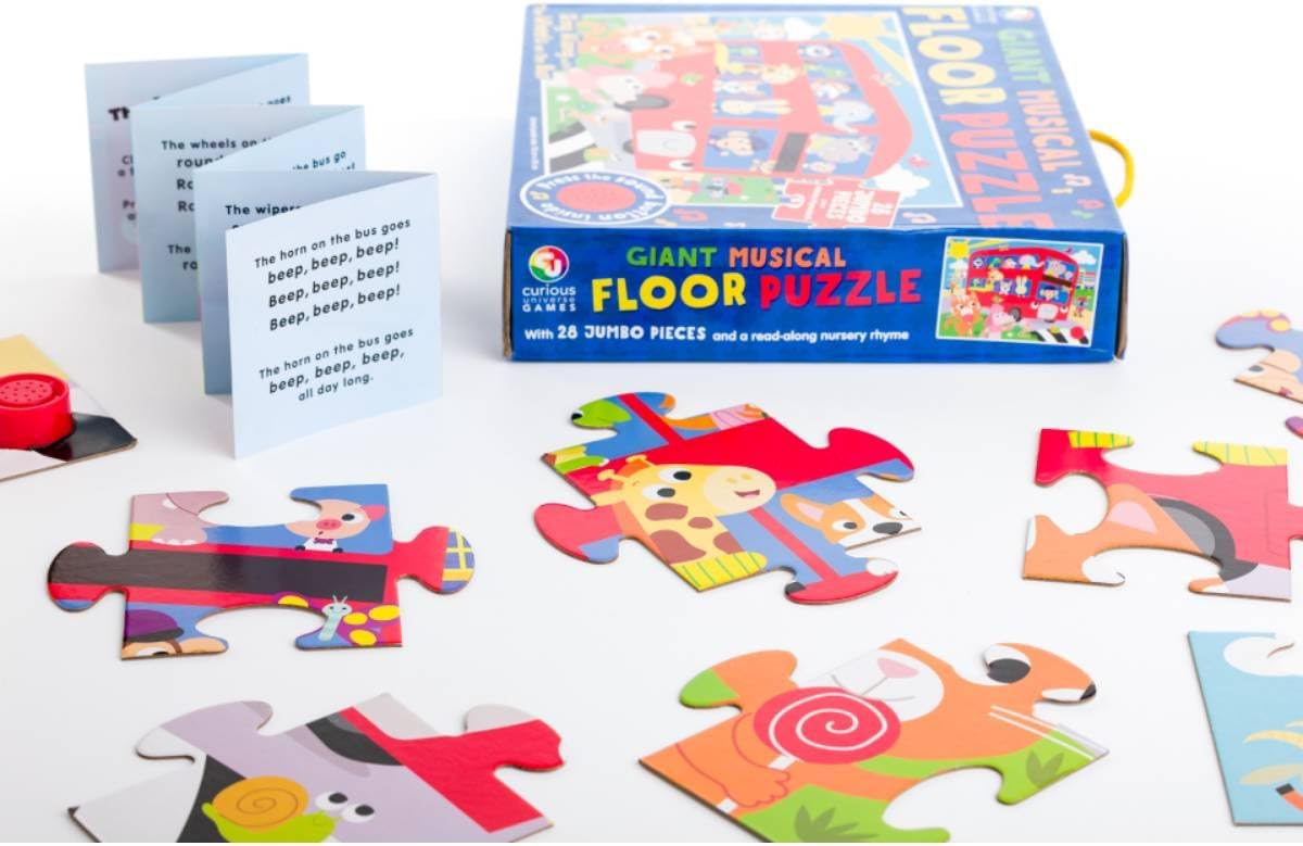 CURIOUS UNIVERSE GIANT MUSICAL FLOOR PUZZLE SING ALONG WITH THE WHEELS ON THE BUS