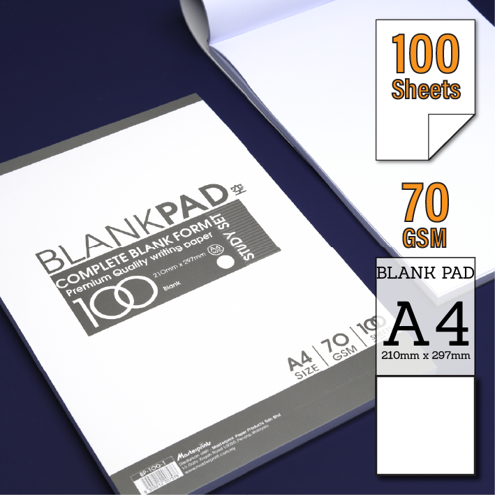 Masterprint Blank Pad A4 70 Gsm 100's