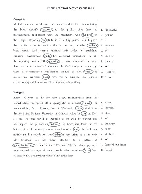 English Editing Practice Secondary 2 Express/Normal (Academic)