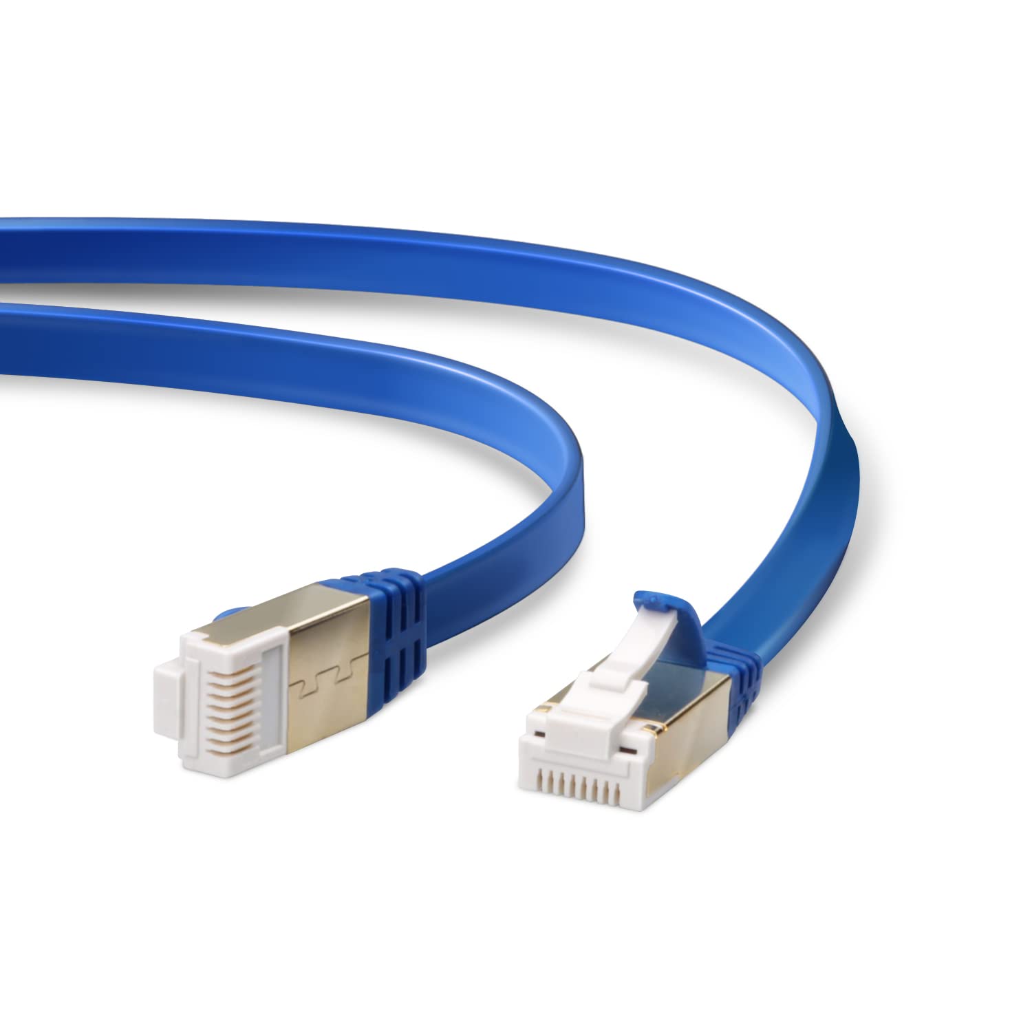Elecom LD-TWSFT/BM10 CAT7 LAN Cable, 3.3 ft (1 m), Connector Has Unbreakable Tabs, Super Flat, Blue Metallic