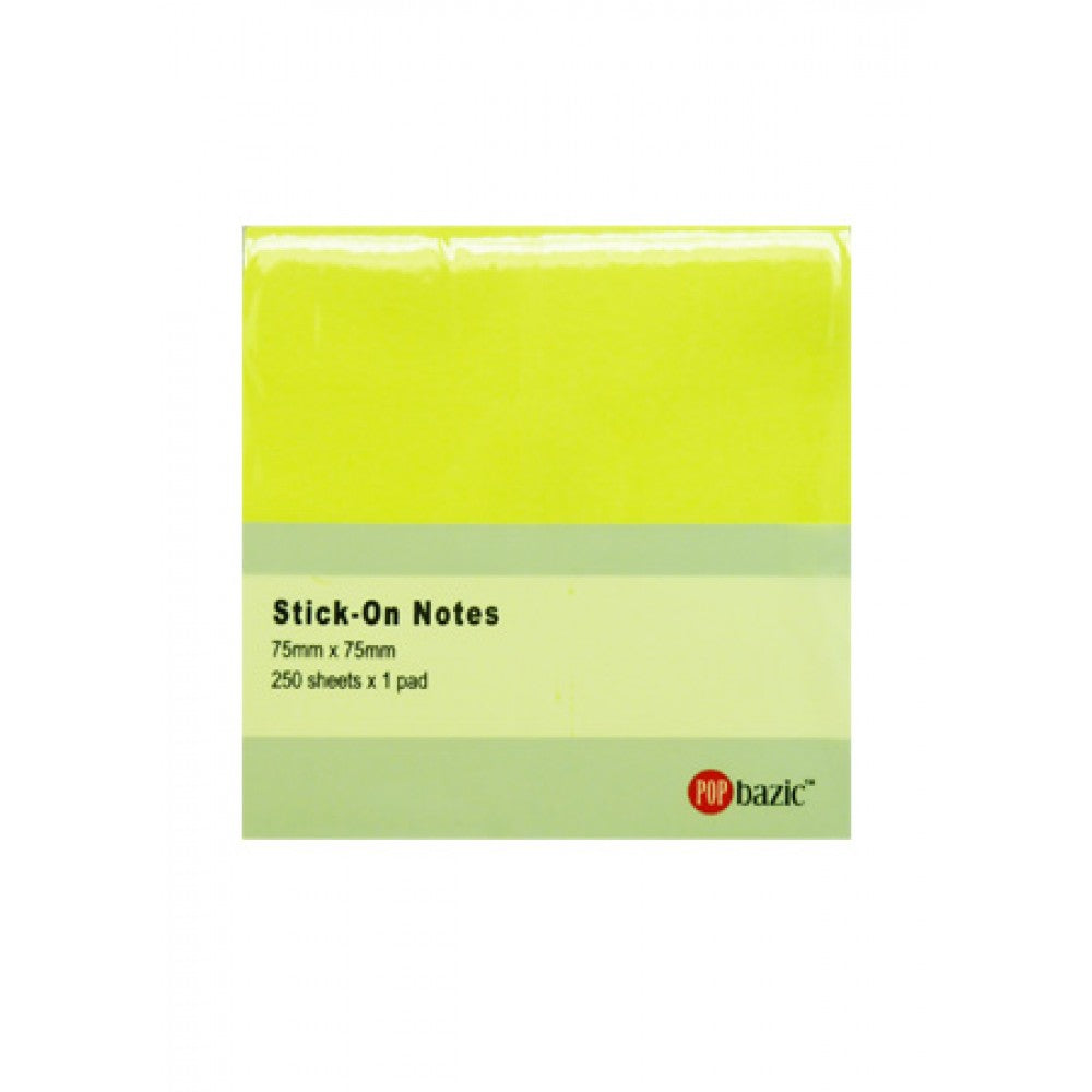 Pop Bazic Sticky Note Pad 3" X 3" 250's