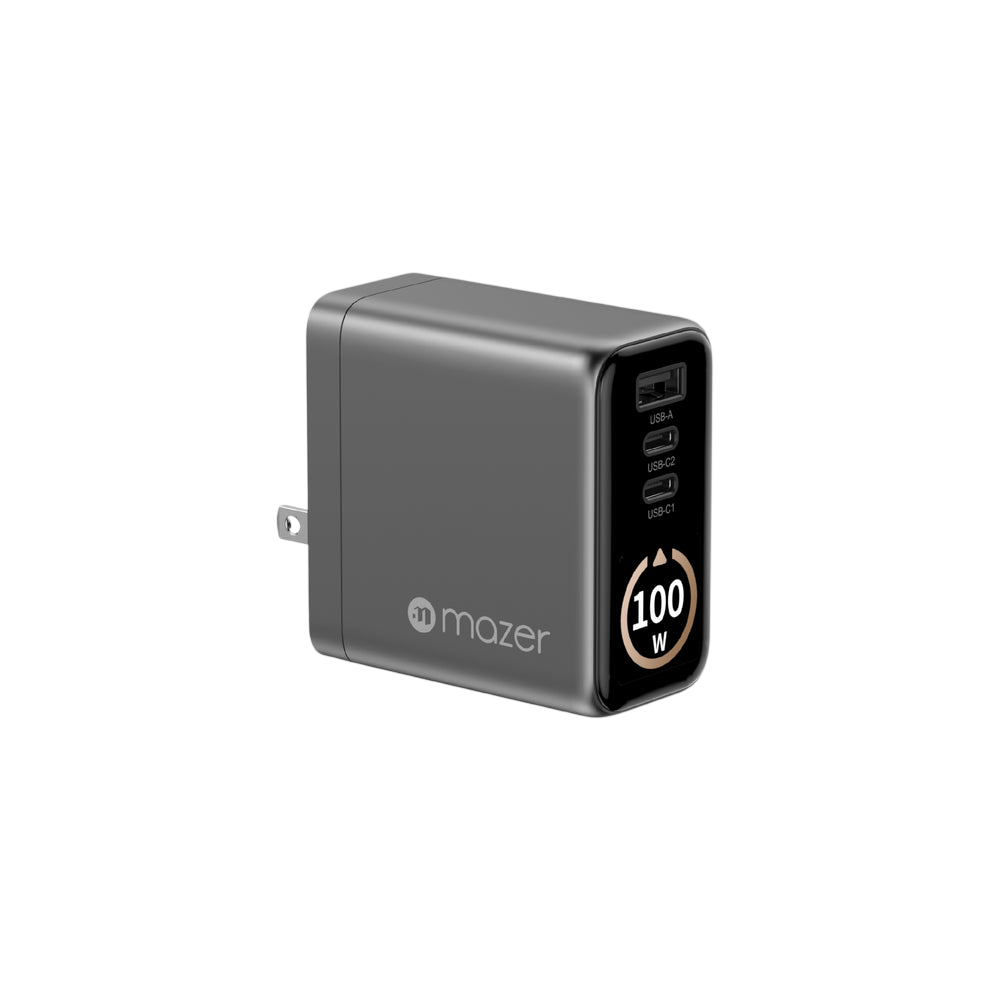 Mazer AiPrestigeGaN 100W Gan Wall Charger Ai Display - Black Grey