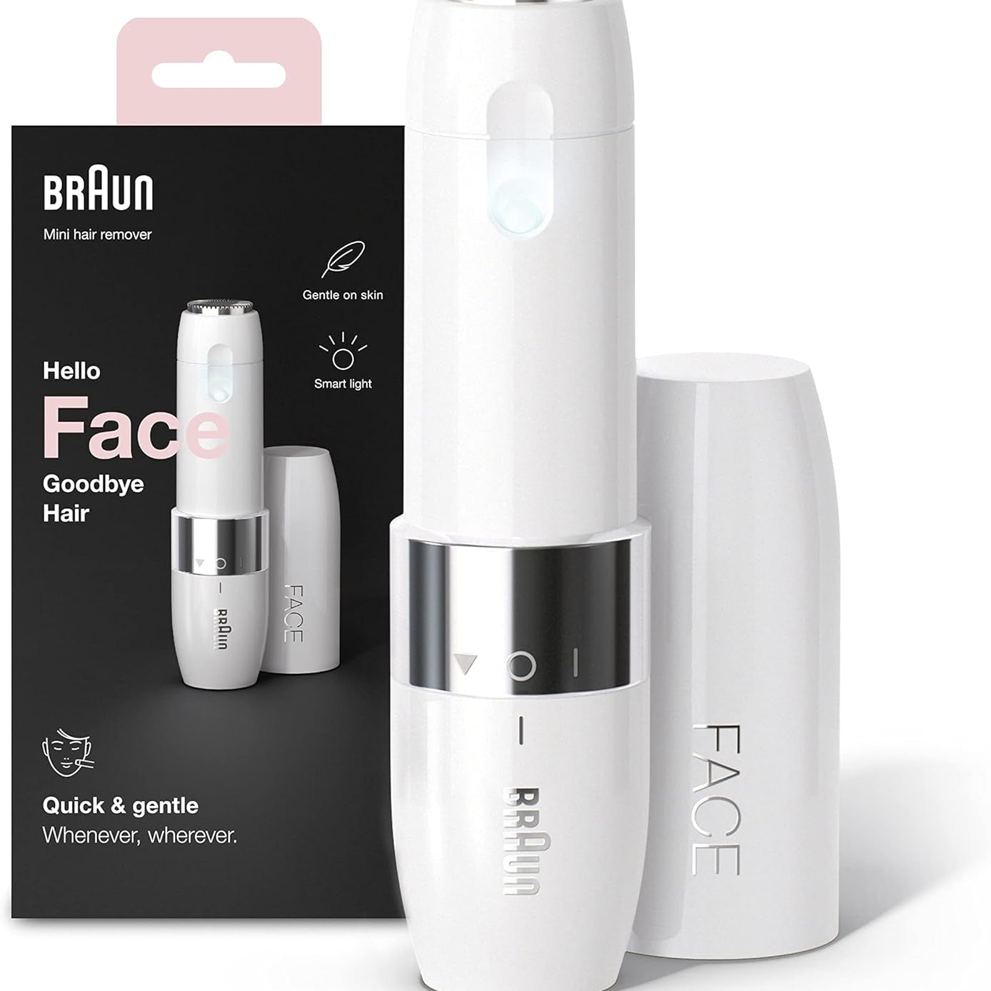 Braun FS1000 Face Mini Trimmer Portable Everyday Hair Removal for Women Face Chin Cheeks White