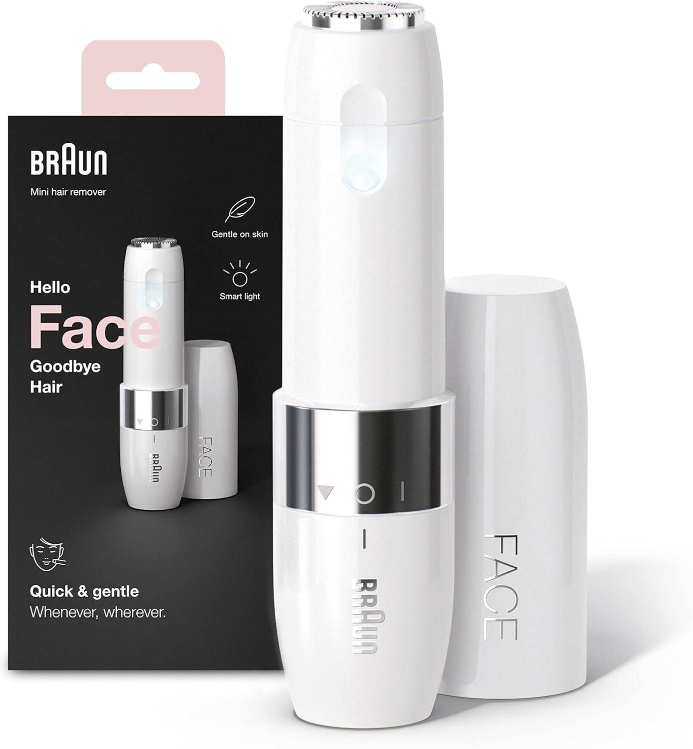 Braun FS1000 Face Mini Trimmer Portable Everyday Hair Removal for Women Face Chin Cheeks White