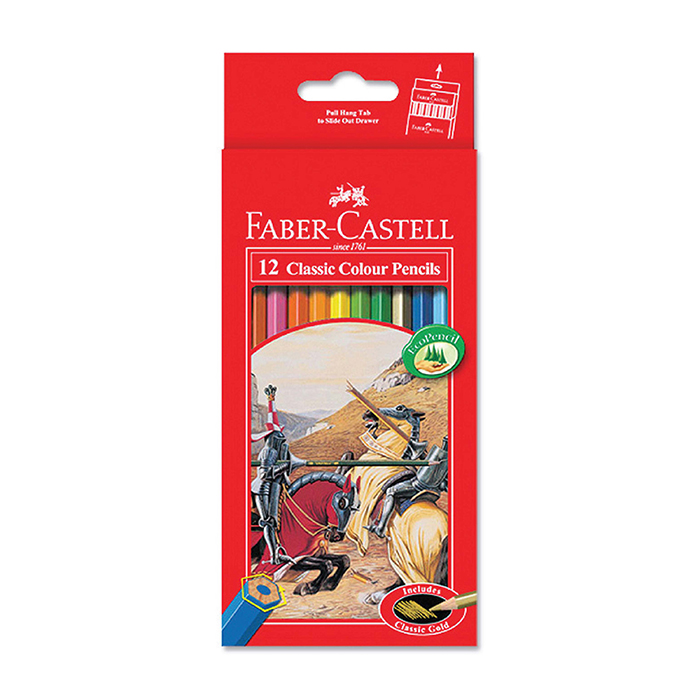 Faber-Castell Classic Colour Pencils Knight, 12 Colours Long-115852