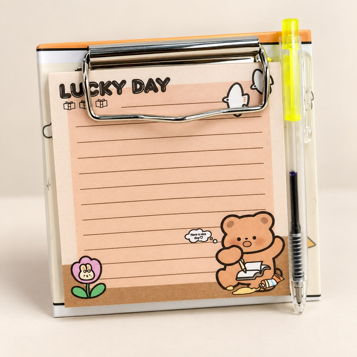  Bear Sticky Note With Clipboard - 4 Assorted Design 