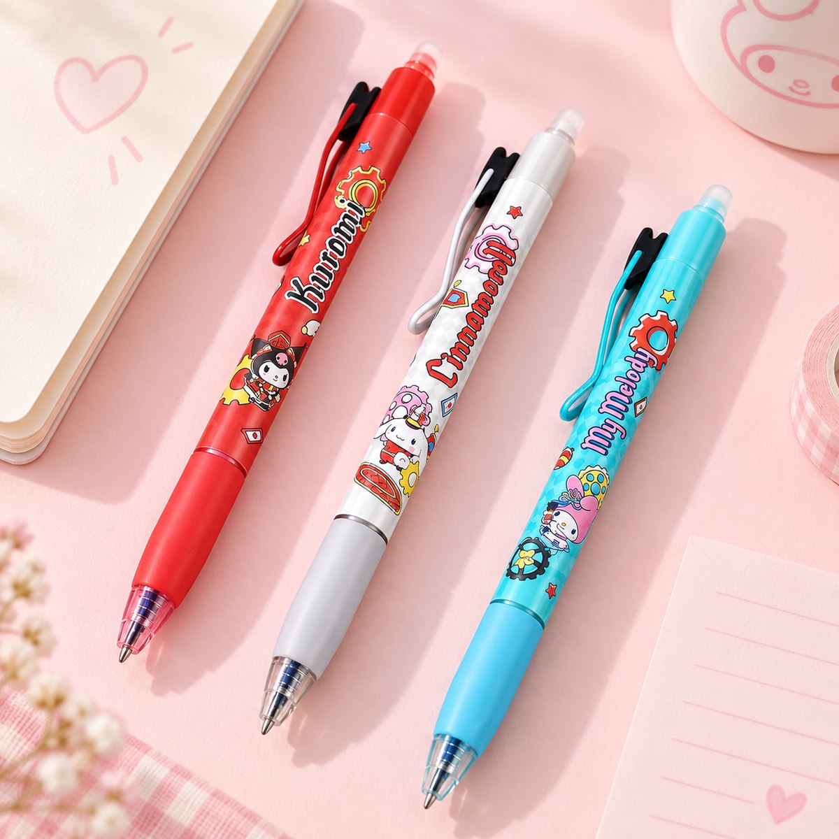  Sanrio Characters 0.5mm Erasable Gel Pen - 3 Assorted Designs 