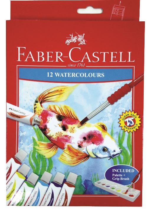 Faber-Castell Watercolour Tube 12ml x 12ml with Palette, 12 Colours-121004N