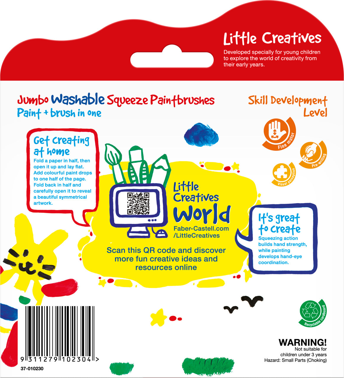 Faber-Castell Little Creatives Jumbo Washable Squeezing PaintBrush BOX/6-37-010230