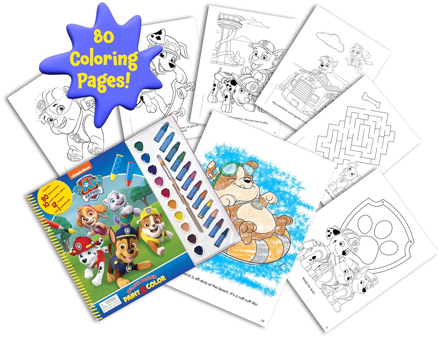 Paw Patrol Deluxe Poster Paint & Color – Paperback