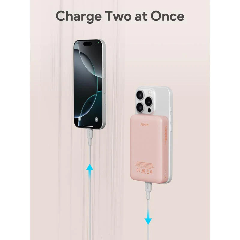 Aukey PB-MS04 10000mAh 20W Magsafe Ultra Slim Powerbank - Pink