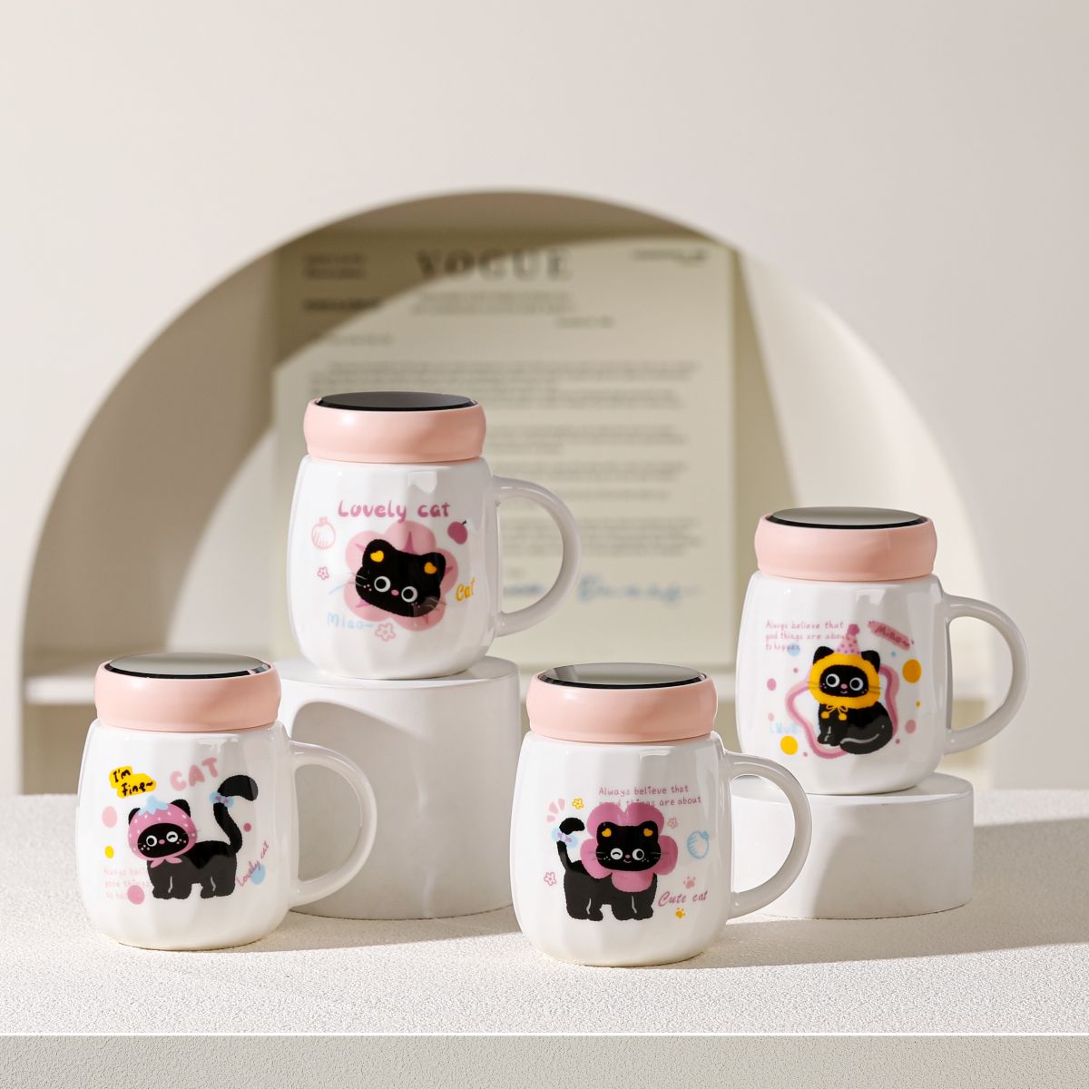  CERAMIC MUG CAT W LID SP24372
