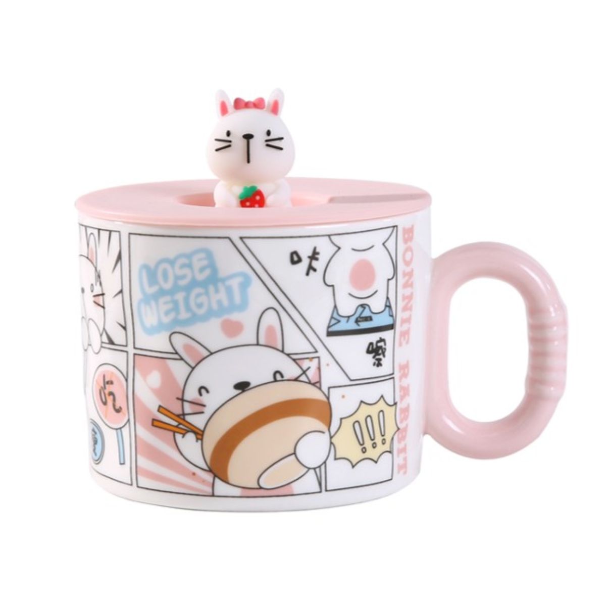 ASSORTED CERAMIC MUG WITH LID COMIC A113