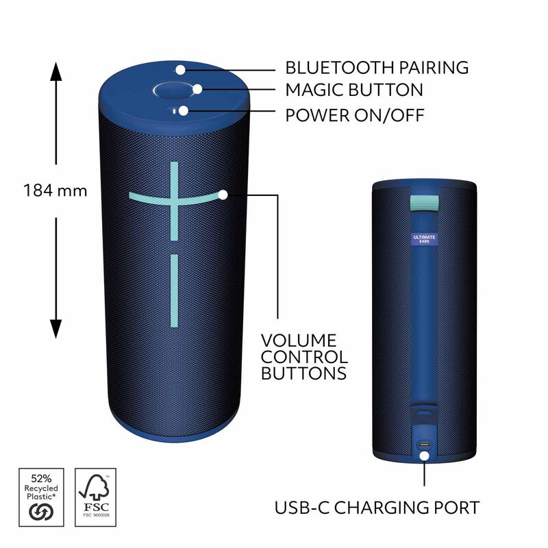  Ultimate Ears BOOM 4 Portable Wireless Bluetooth Speaker - Cobalt Blue
