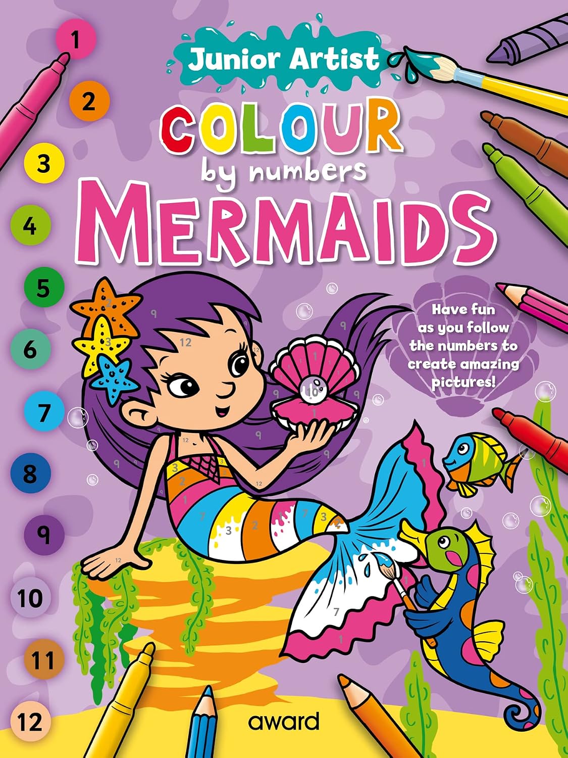 Junior Artist Colour By Numbers: Mermaids (Paperback)