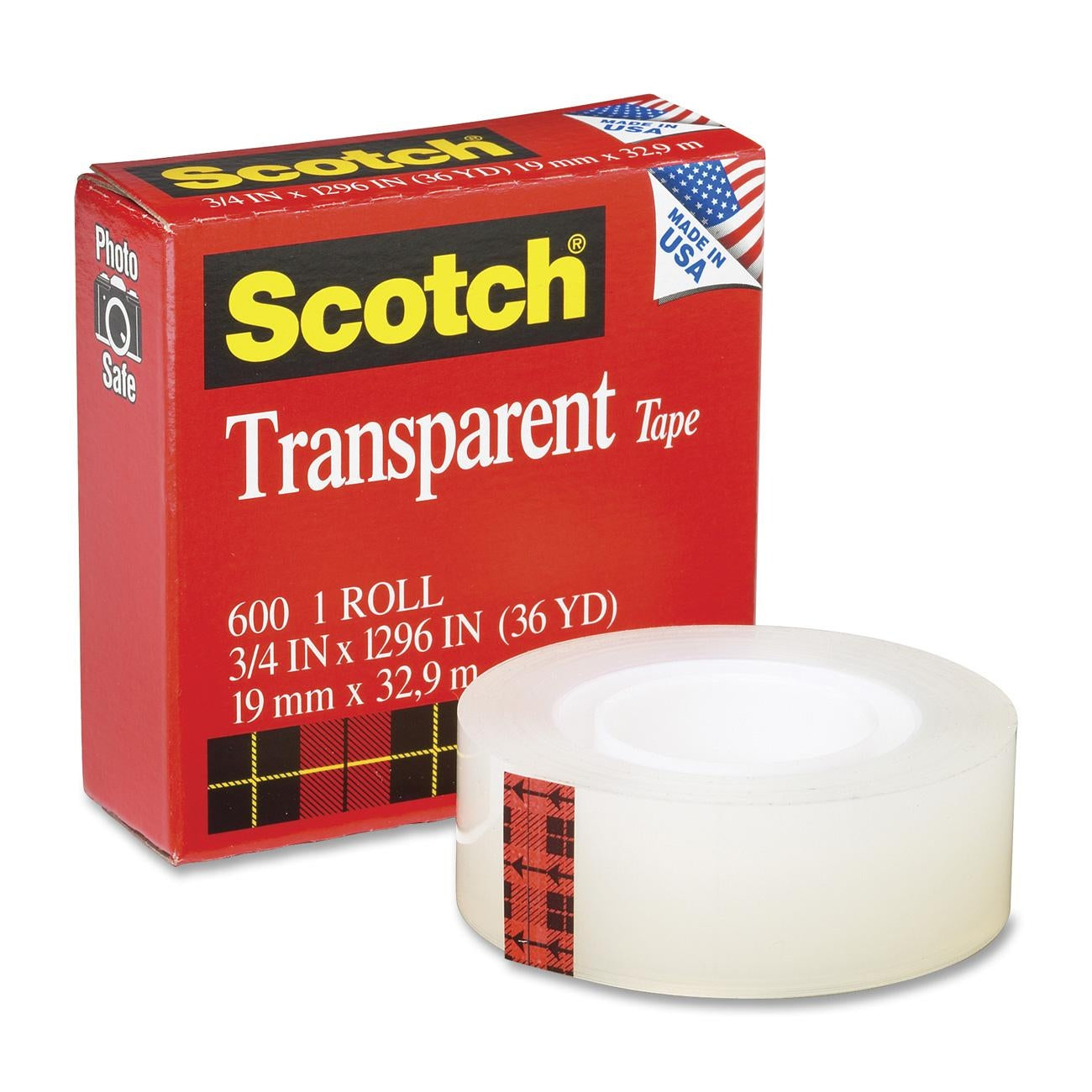 Scotch® 600 Premium Transparent Tape, 600 - 3/4"X36 YD