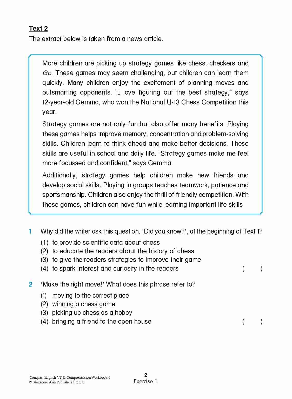 Conquer English Visual Text Comprehension & Comprehension Workbook 6 ...