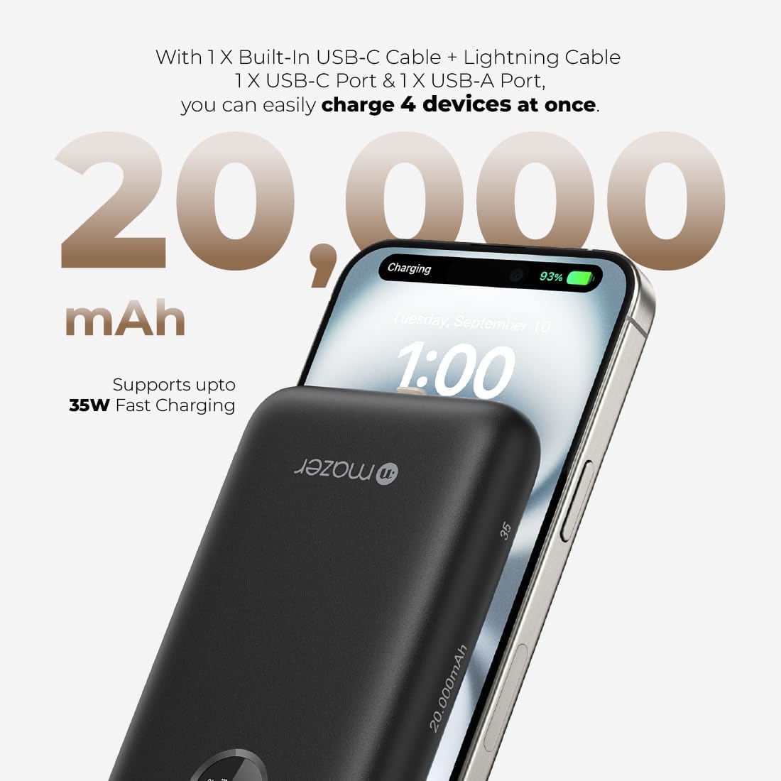 Mazer PD35W 20000mAh Power Bank - Black (M-PC35LINK20V2-BK)
