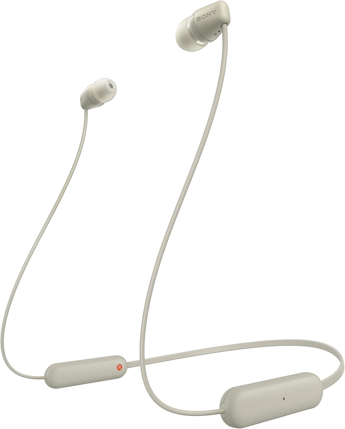 Sony WI-C100 Wireless In-Ear Headphones with Neckband, IPX4 Waterproof and Sweatproof, Up to 25 Hours Battery, Voice Assistant Compatible - Taupe
