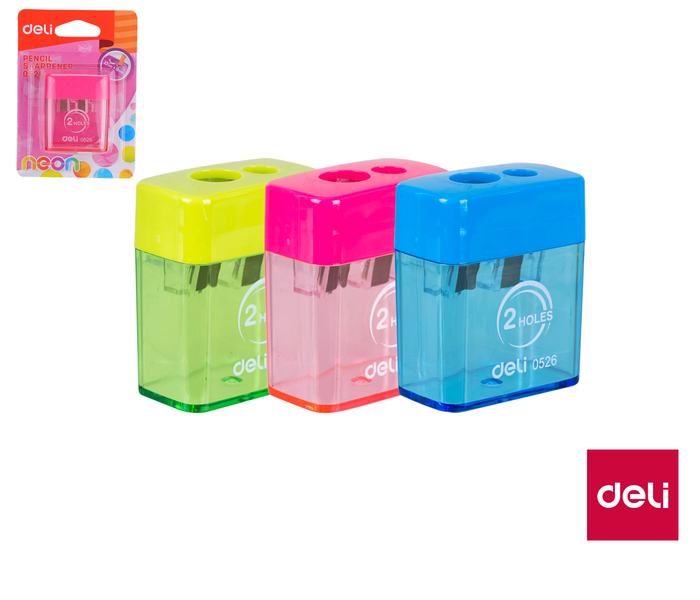 DELI 2 HOLE SHARPENER (ASSORTED COLOURS)