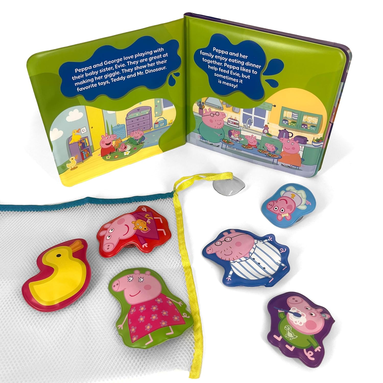 Peppa Pig Bath Time Books - Activity Books For Kids (6 Padded Suction Cups, 1 Mesh Bag) Bath Book – Picture Book
