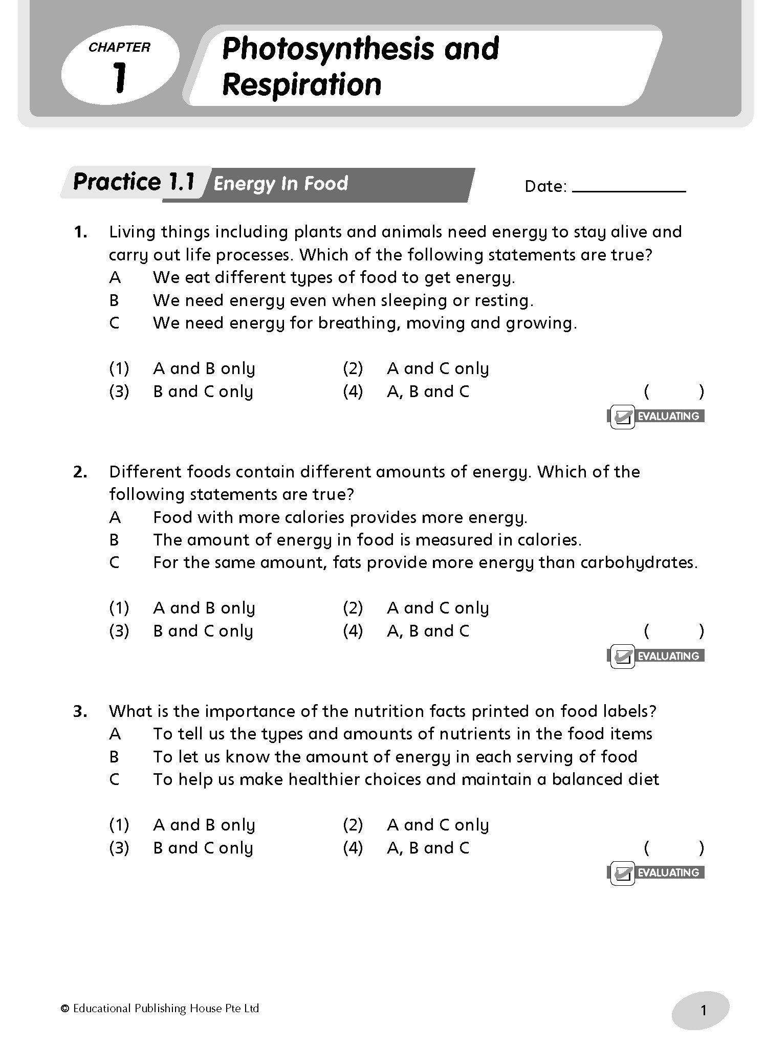 Primary 6 Science Practice 