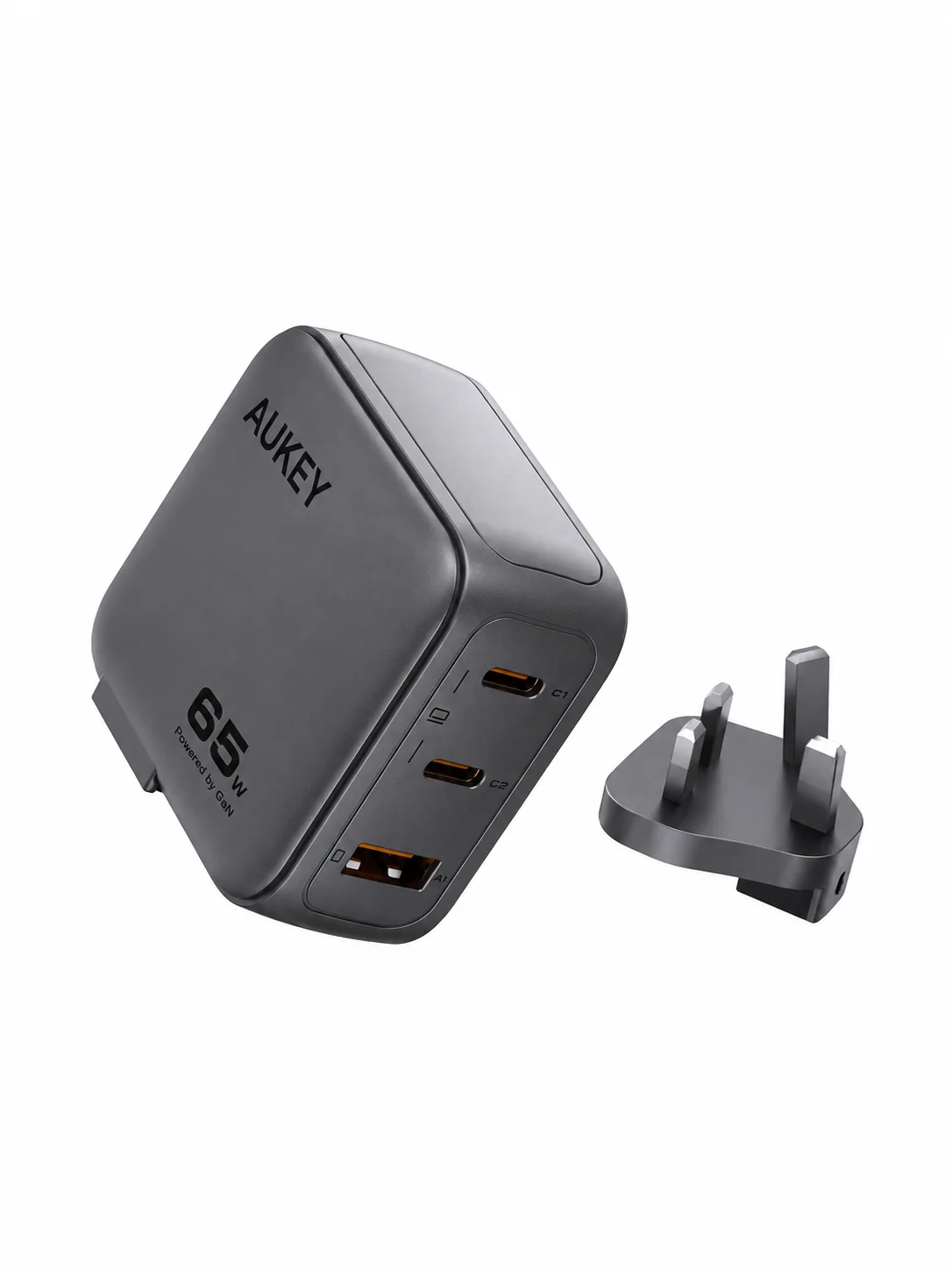 Aukey PA-B8 Nova PinS 65W GaN Wall Charger - Grey