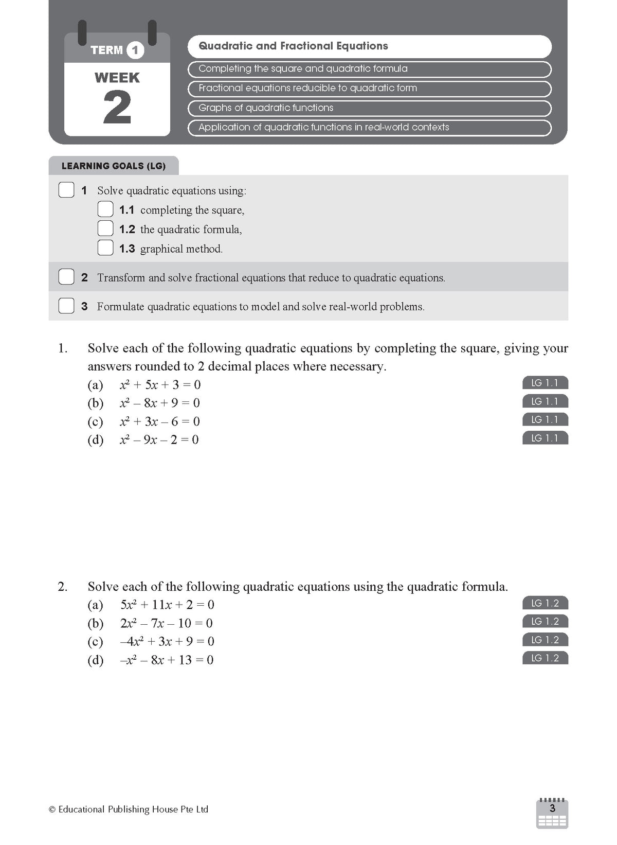 S3/G3 Maths Weekly Revision 