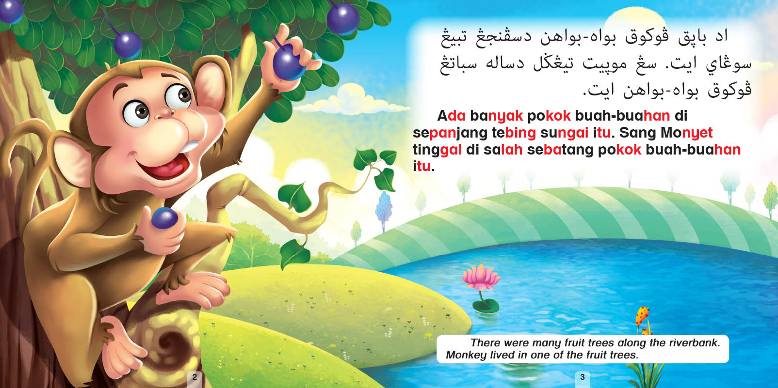 Buku Cerita Jawi-BM & English : Sang Monyet Dan Sang Buaya