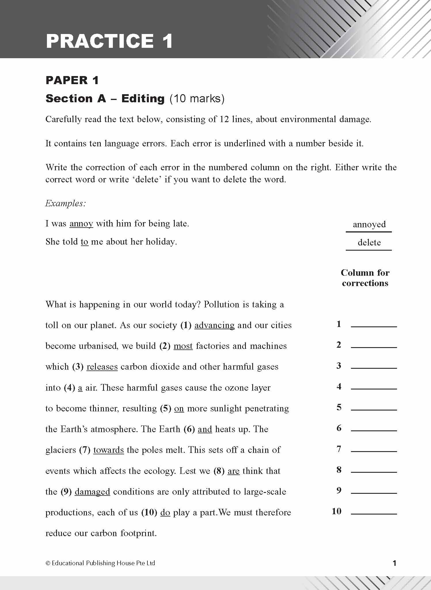 Secondary 2NT/G1 English Examination Practice
