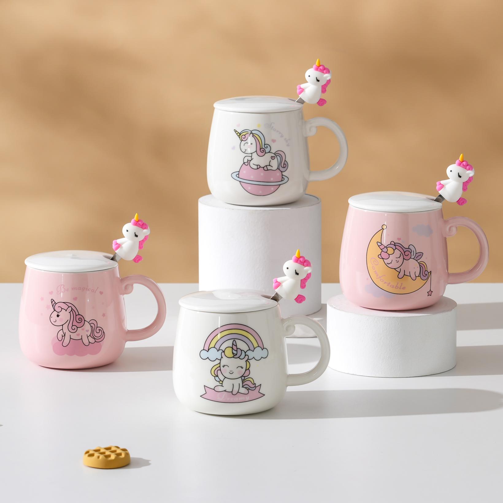 Unicorn Ceramic Mug with Cover & Tea Spoon
