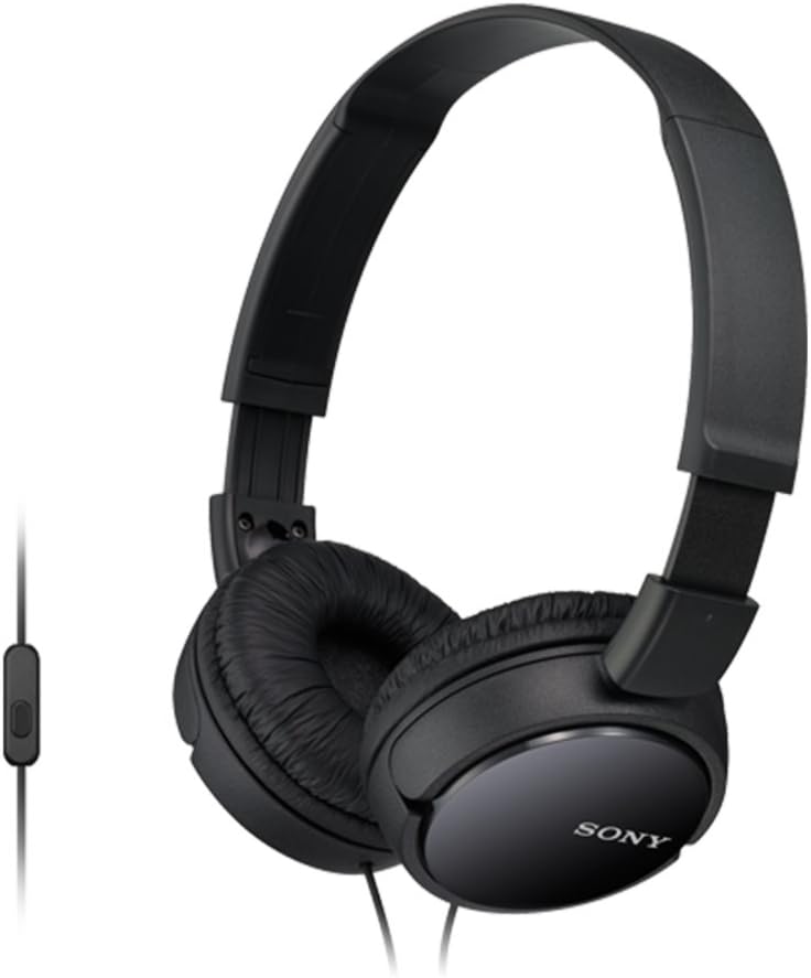 Sony MDR-ZX110AP On-ear headphones Corded Foldable Headset, Black