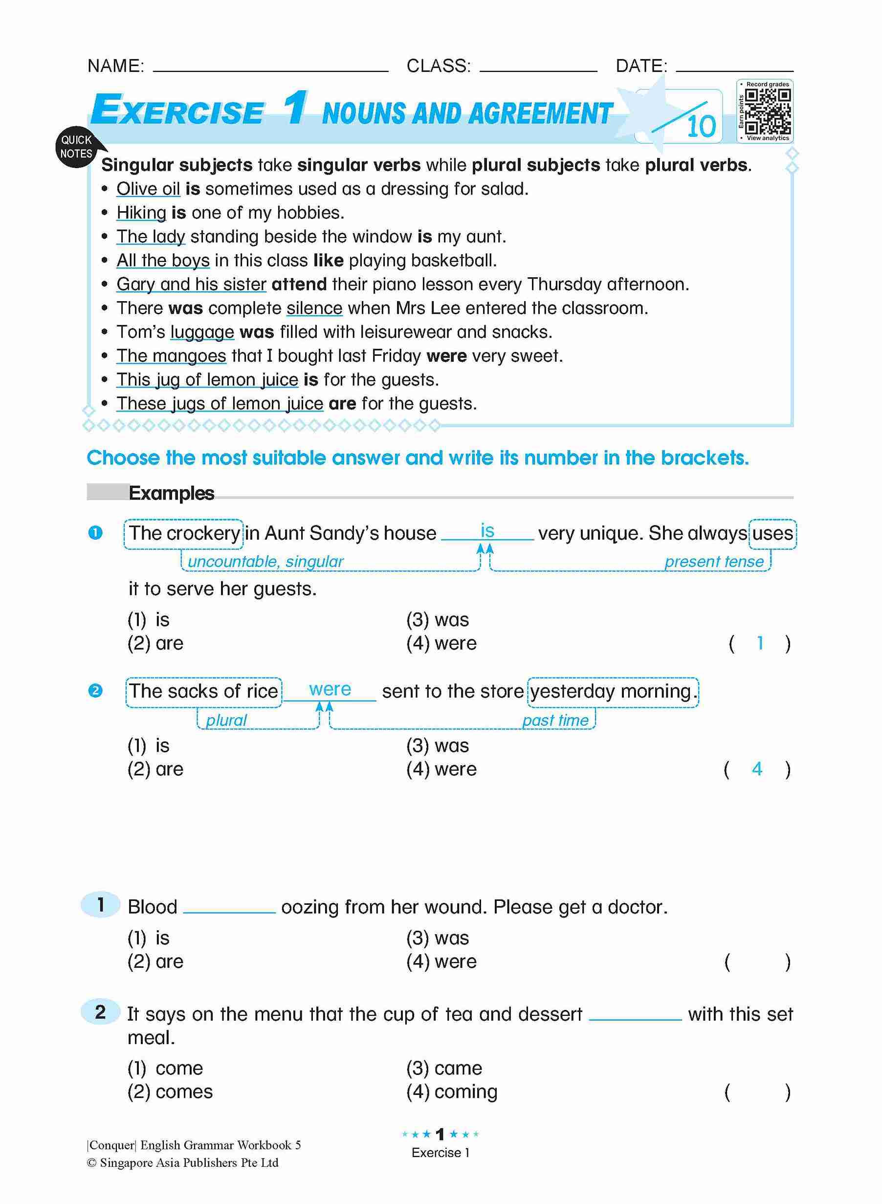 Conquer English Grammar Workbook 5