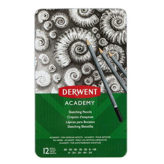 Derwent Academy Sketching Pencils 12 Tin