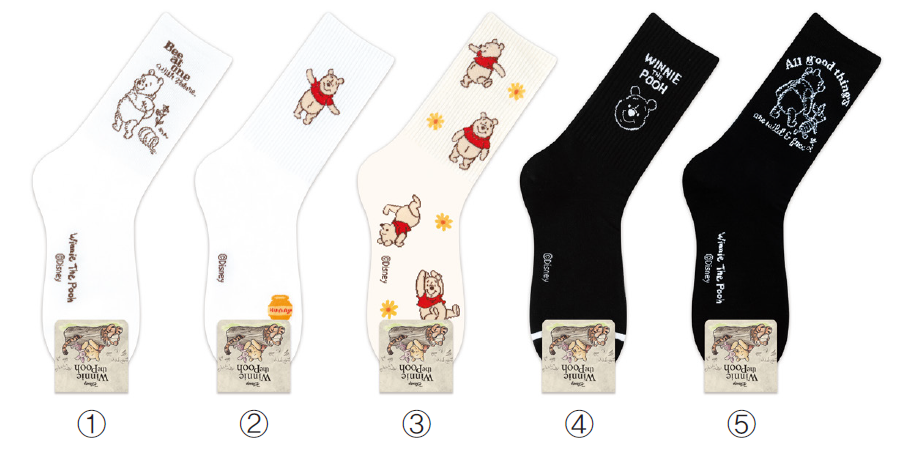 DISNEY WINNIE THE POOH LONG SOCKS - 1 WHITE
