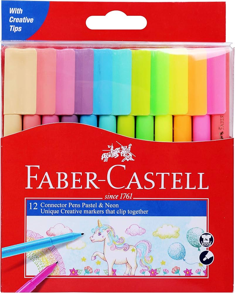 Faber-Castell Connector Pen Neon Pastel, Set of 12-155582