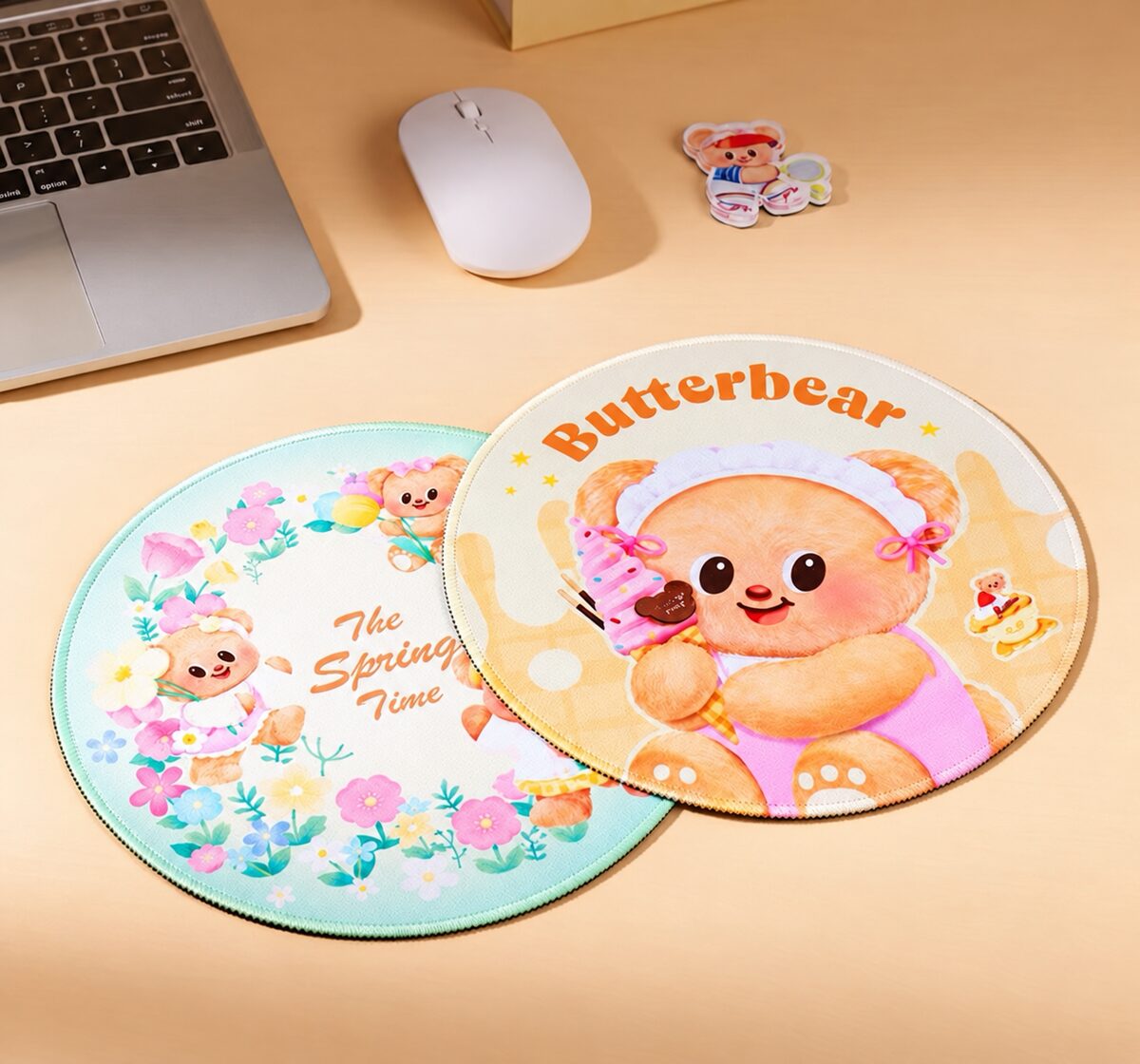  Deli Butterbear Sweet Treat Round Mouse Pad - Yellow 