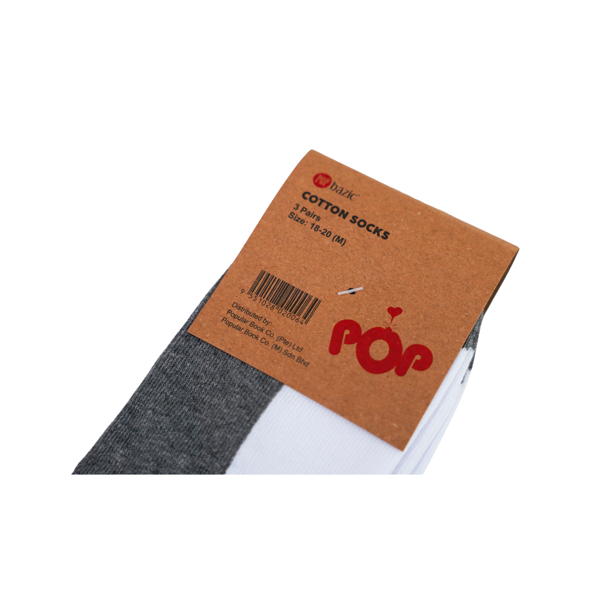 Pop Bazic School Socks 3 Pair (L 22-24) 