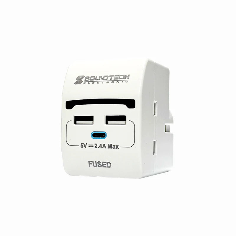 SoundTeoh PP-52U 2 USB-A + 1 USB-C SMART Ports Adaptor