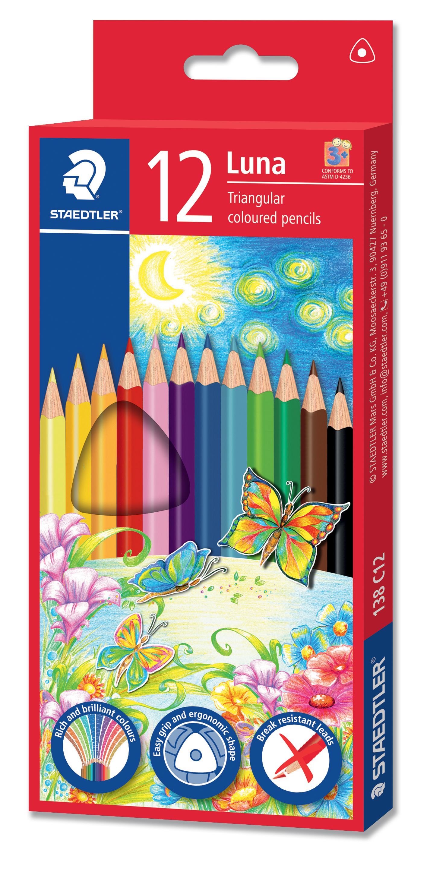 Staedtler Luna Triangular Colour Pencil 12col