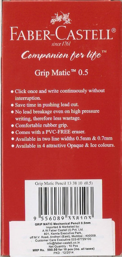 Faber-Castell Gripmatic 1338 Auto Mechanical Pencils, 0.5mm in Ice Box-133810-0.5