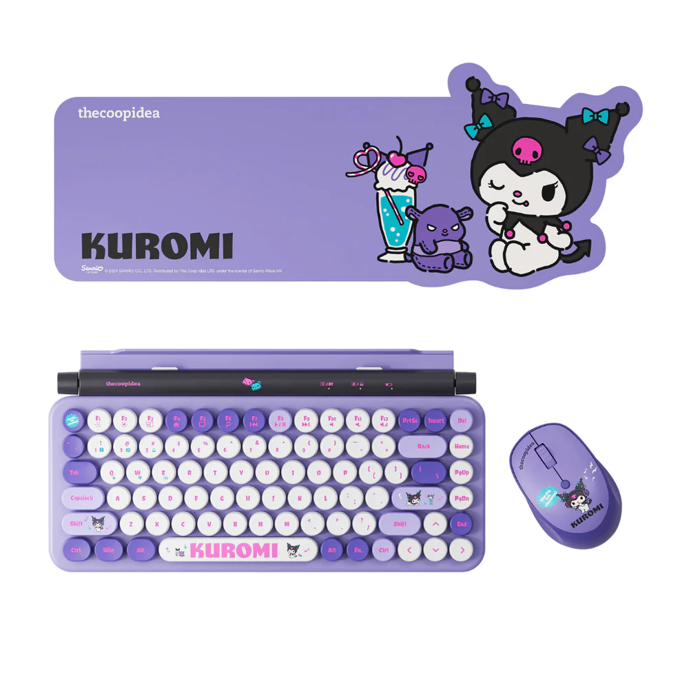 Thecoopidea Sanrio Retro Tappy Wireless Keyboard & Mouse Set (Kuromi)