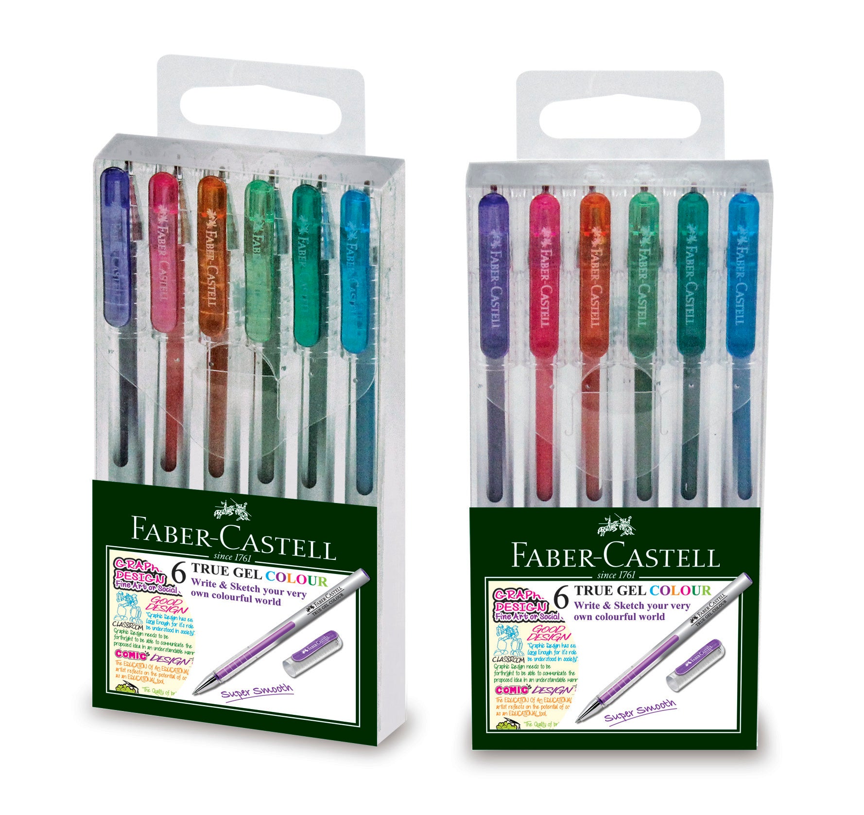 Faber-Castell True Gel Colour, Gel Roller Pen 0.7mm, Wallet of 6-242622