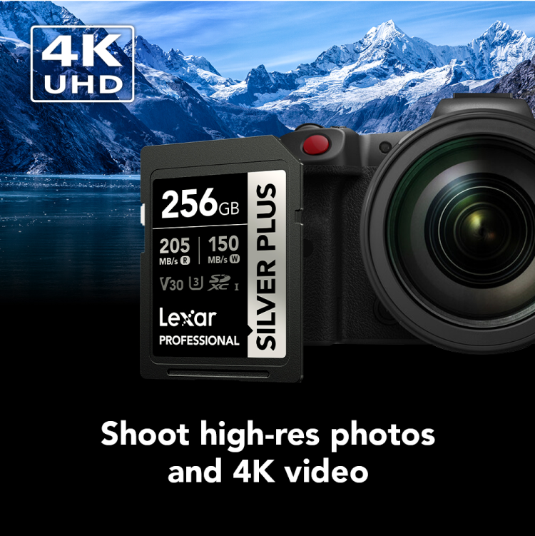 Lexar 256GB Silver Plus SDXC C10 R205/W150 Memory Card
