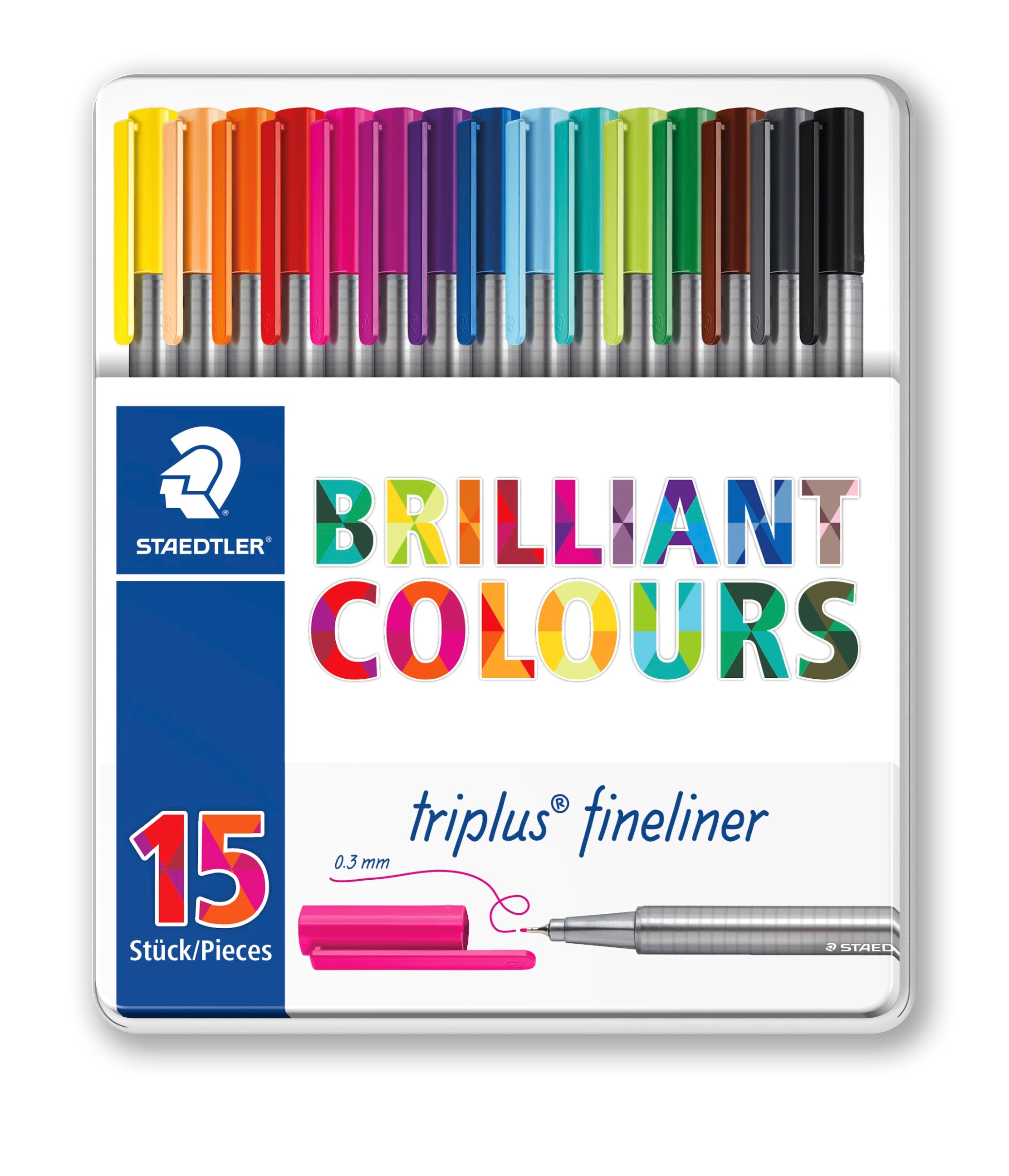 STAEDTLER FINELINER TRIPLUS 15PCS METAL.BOX
