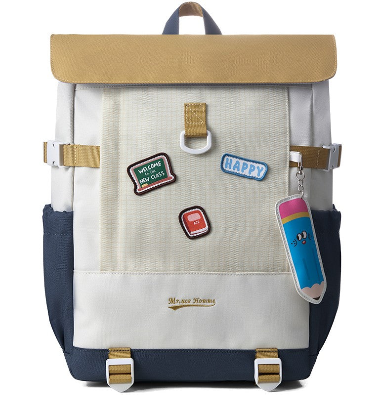  Mr.Ace Homme Flap Backpack with Stationery Patches 