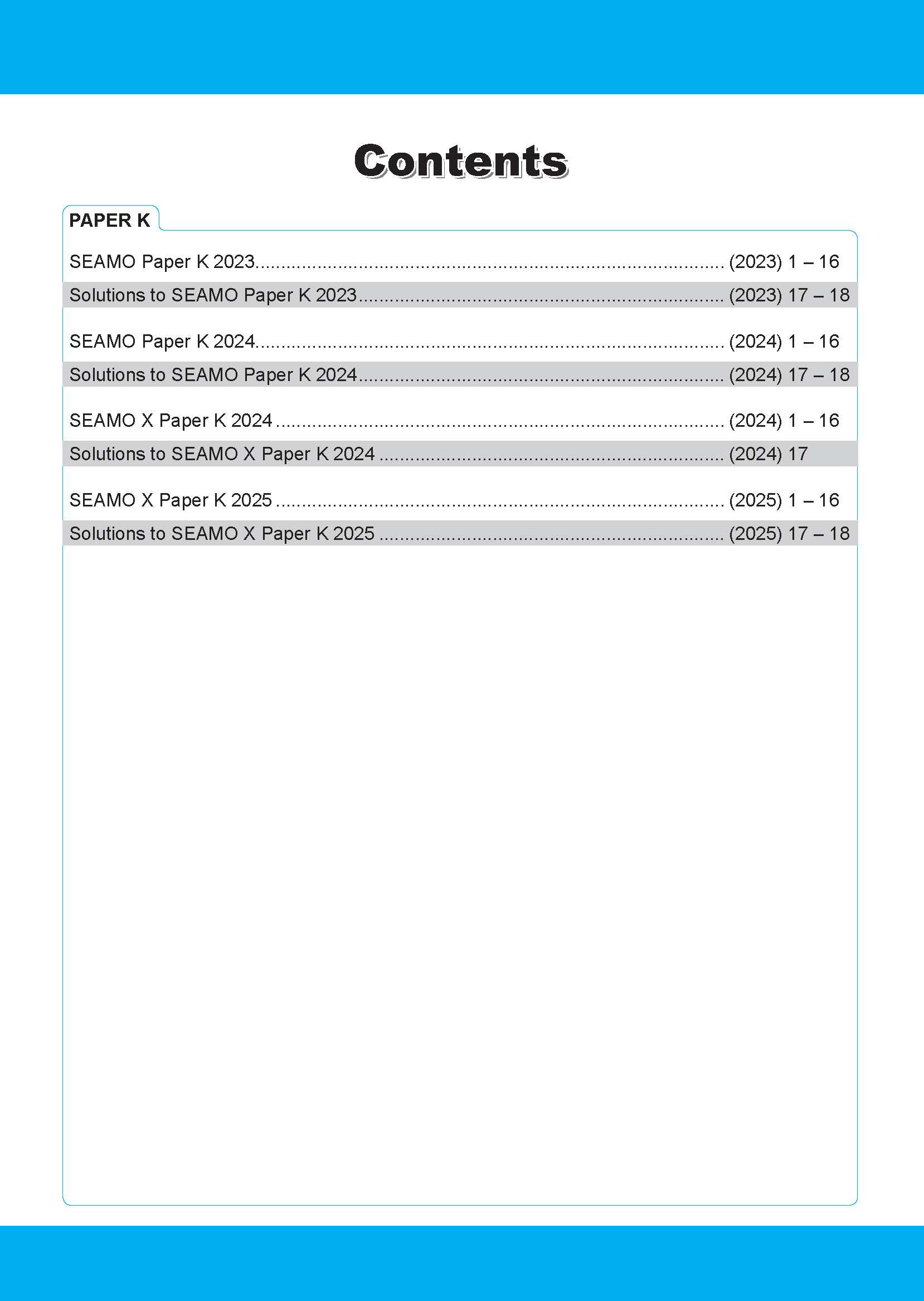 Kindergarten 1&2 SEAMO Math Olympiad International Competition Preparation Paper K (SEAMO 2023-2024 + SEAMO X 2024-2025)
