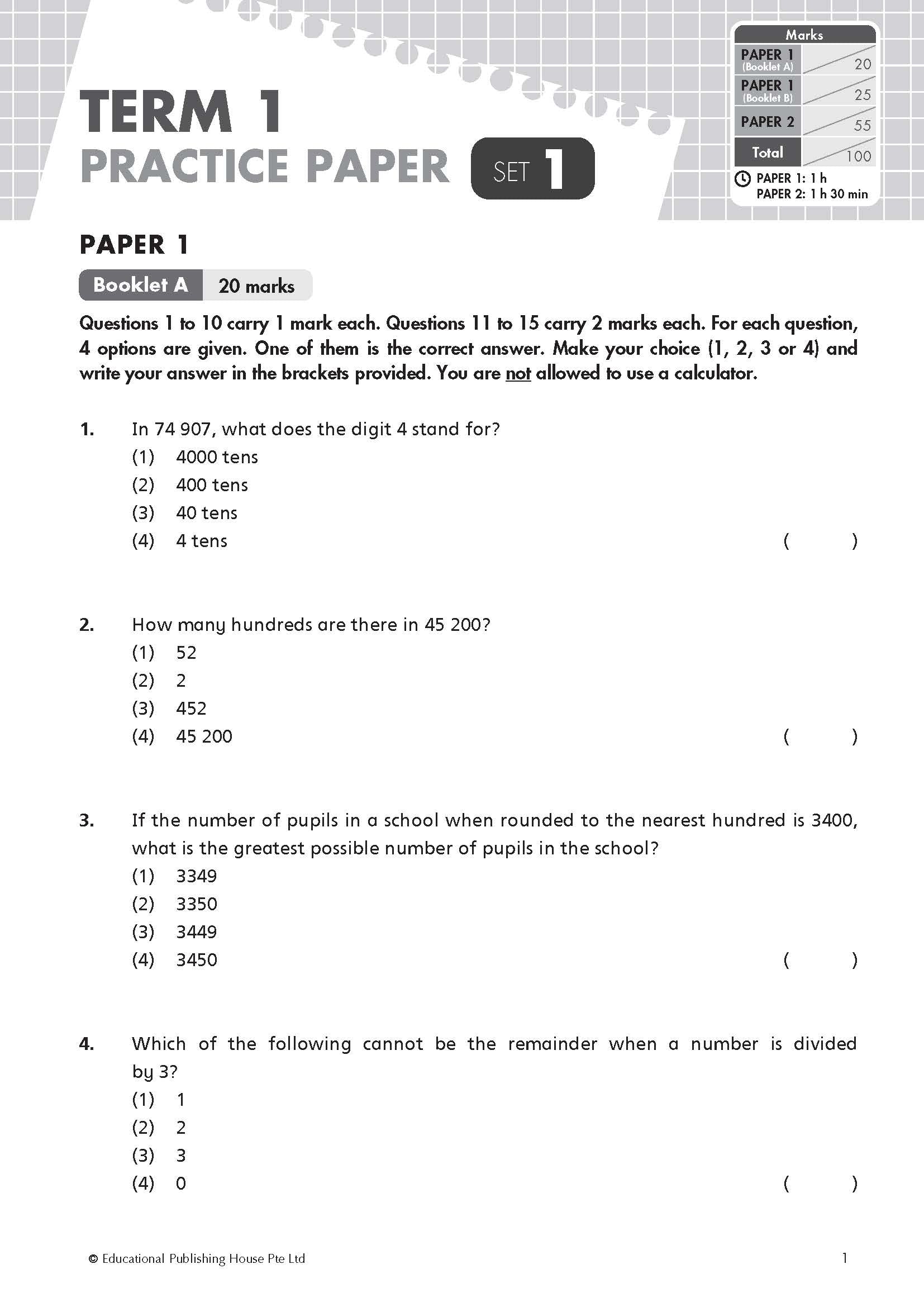 Primary 5 Top Mathematics Practice Papers-4th Edition